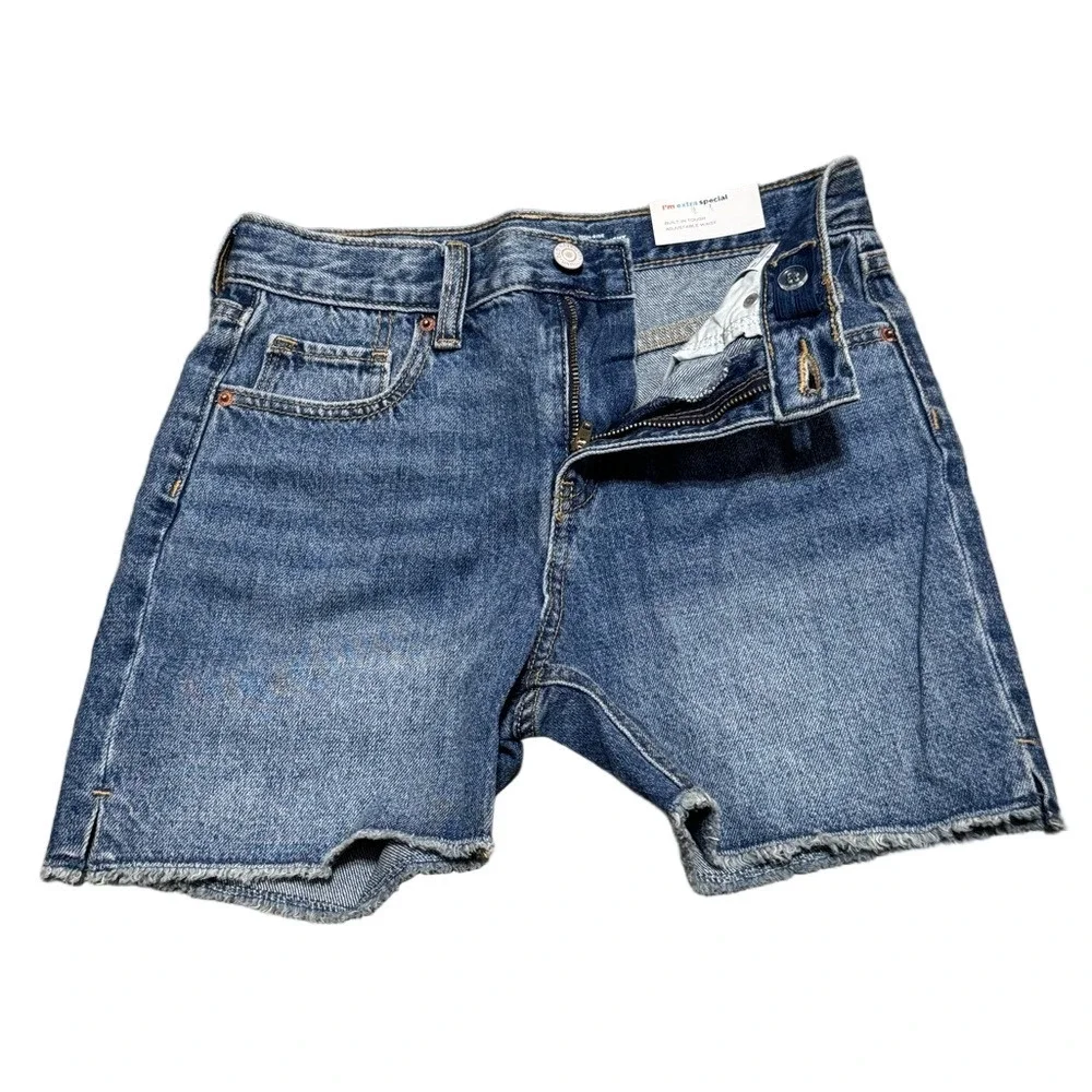 Old Navy High-Rise Slouchy Straight Denim Cut Off Distressed Short Girls Size 10